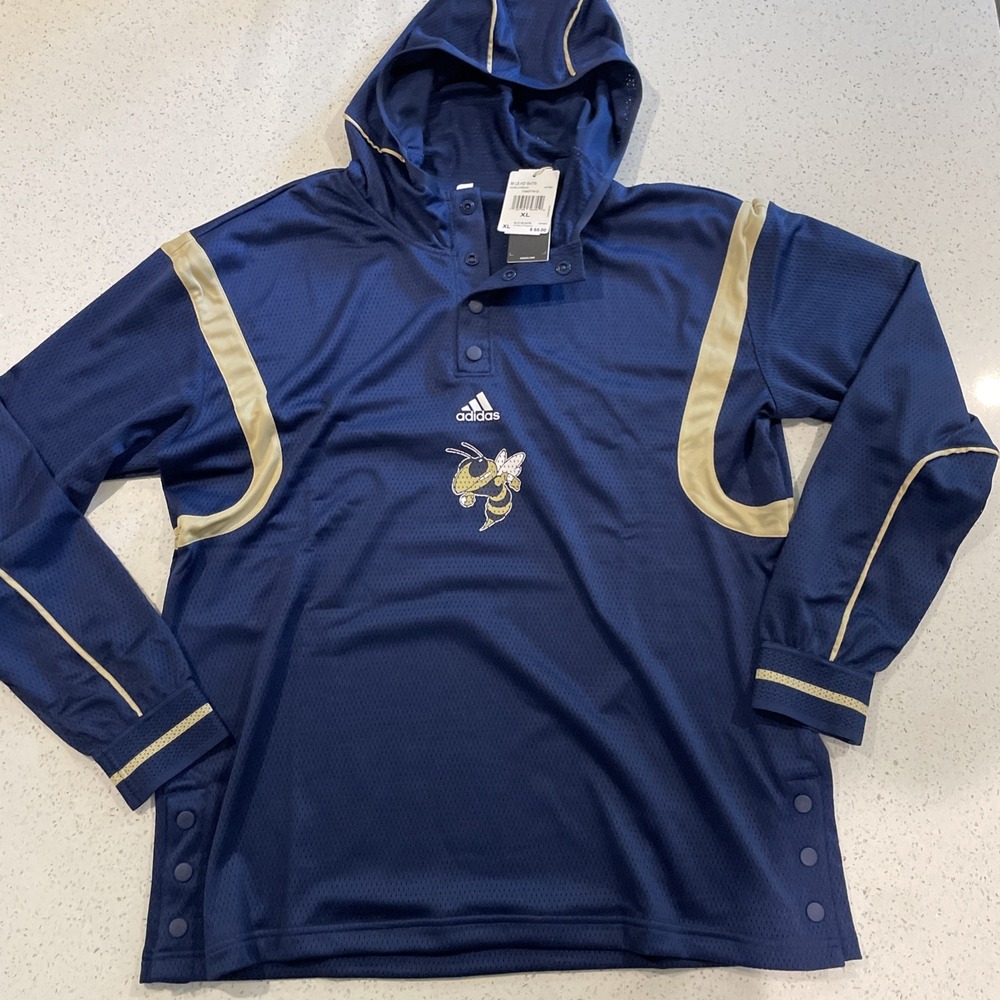 Men's Georgia Tech Yellow‎ Jackets Mesh Hoodie Size XL NWT Snap Button